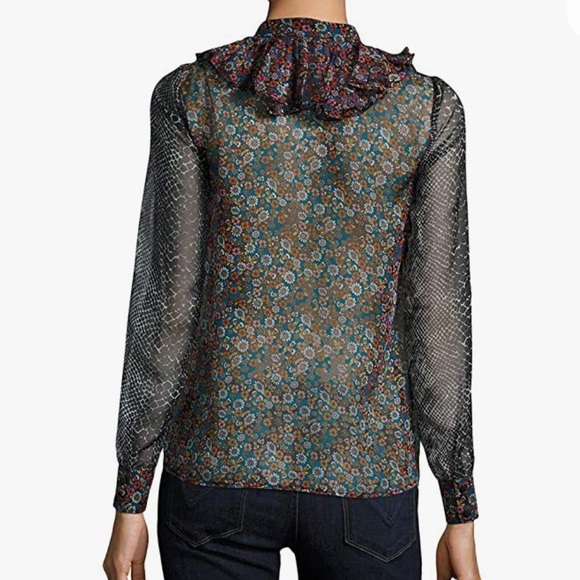NWT Small Size 6 Designer Manoush- Python Plisse Print Blouse in Chemise - Picture 2 of 15